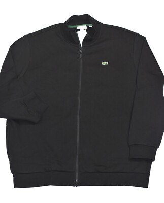 Lacoste Full Zip Fleece Sweatshirt Jacket Black Size 2XLT 2X Tall
