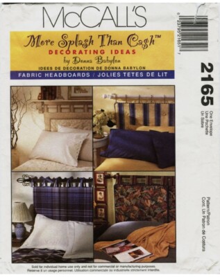McCalls 2165 Fabric Headboards Home Decor Sewing Pattern Uncut