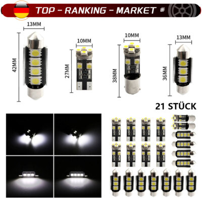 21pcs Auto LED Innenspiegel Beleuchtung Kuppel Karte Lampe Kit  Glühbirnen