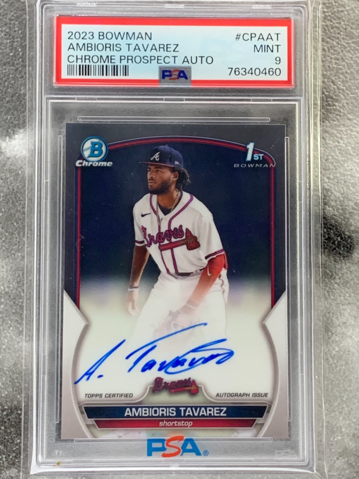 2023 Bowman Chrome - Ambioris Tavarez - 1st Auto - Atlanta Braves - PSA 9