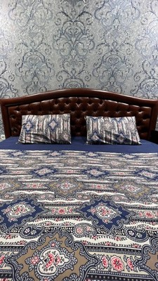 6PC BLUE BEDDING SETS MADE OF SOFT 100% COTTON WITH NATIONAL TAJIK EMBROIDERY