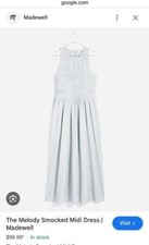 nwt madewell the melody smocked midi dress in stripe xs NP125