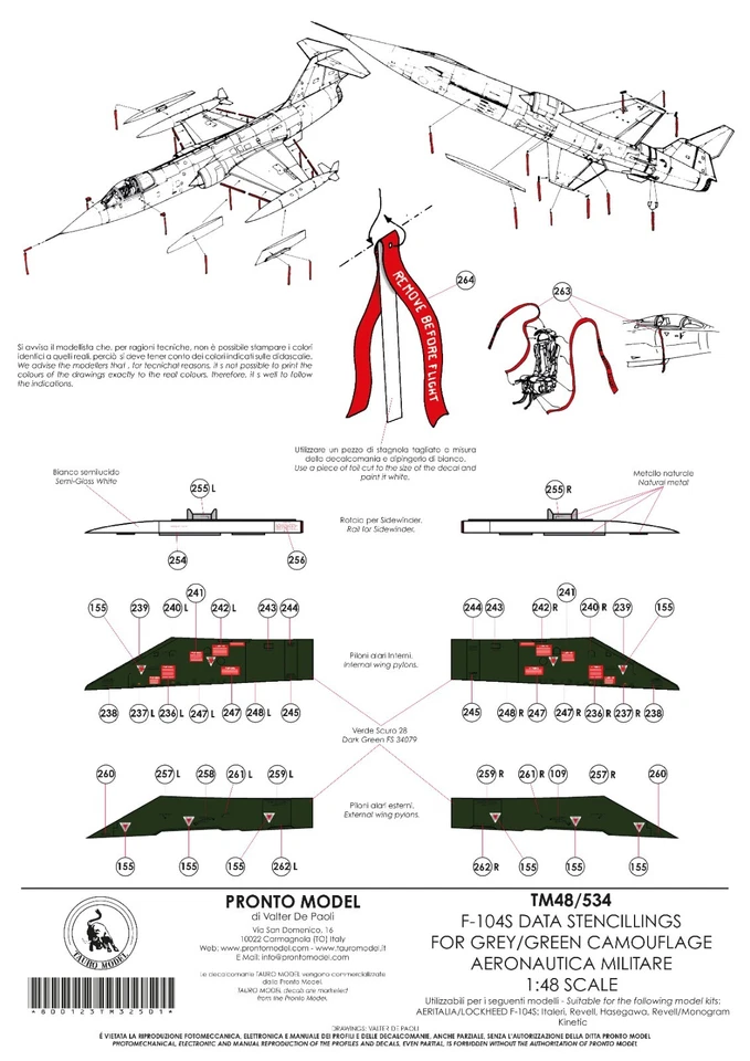 TAURO MODEL TM48/534 DATA STENCILLINGS x F-104S A.M.I. SCALA 1:48 - Immagine 3 di 4