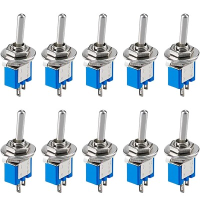 10x Miniatur Kippschalter Subminiatur, 2 Pins, Ein-Aus Schalter, mit Lötösen
