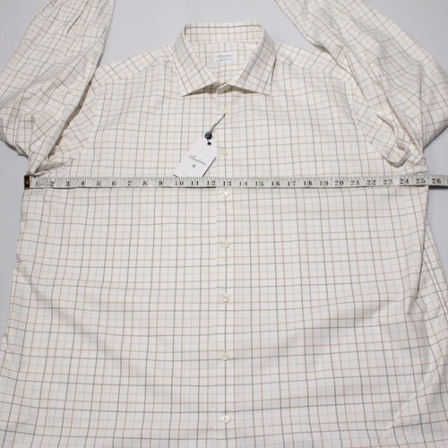 Stenstroms NWT Twill Dress Shirt Size 18 46 Fitted in White Plaid 100% Cotton - Picture 9 of 12