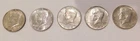 Lot of 5 40% Silver Kennedy Half Dollar 1965 1966 1967 1968 1969 D - Very Good