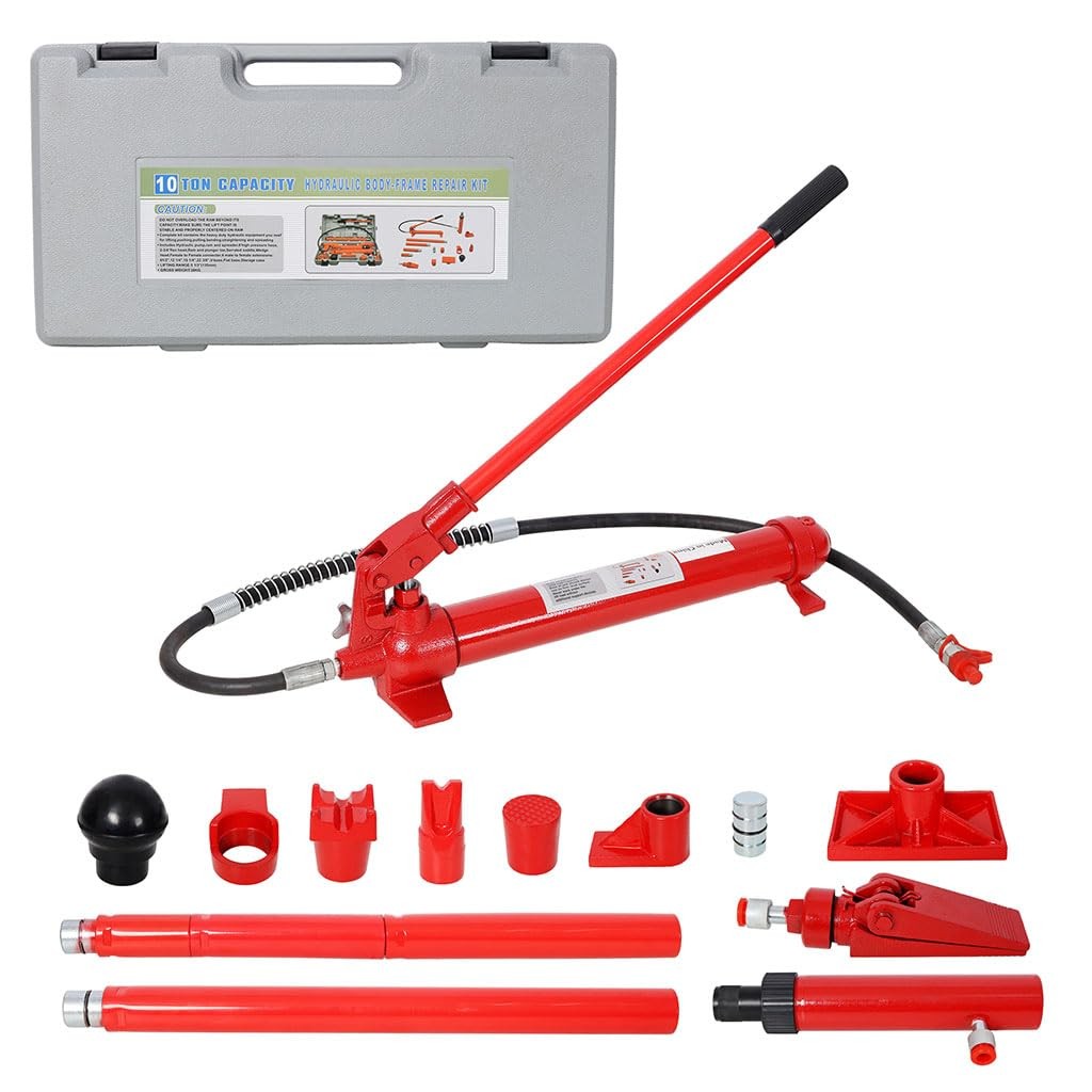 4 Ton Porta Power Kit Auto Body Frame Repair Kit Storage Case Oil Hose Hydraulic