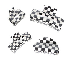 4pcs Checkered Hair Claw Clips, Square Checker Barrettes Cute Non Slip Hair Jaw