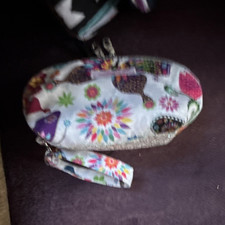 Multicolor Makeup Bag with Zipper, Fabric, Colorful Patterned Design