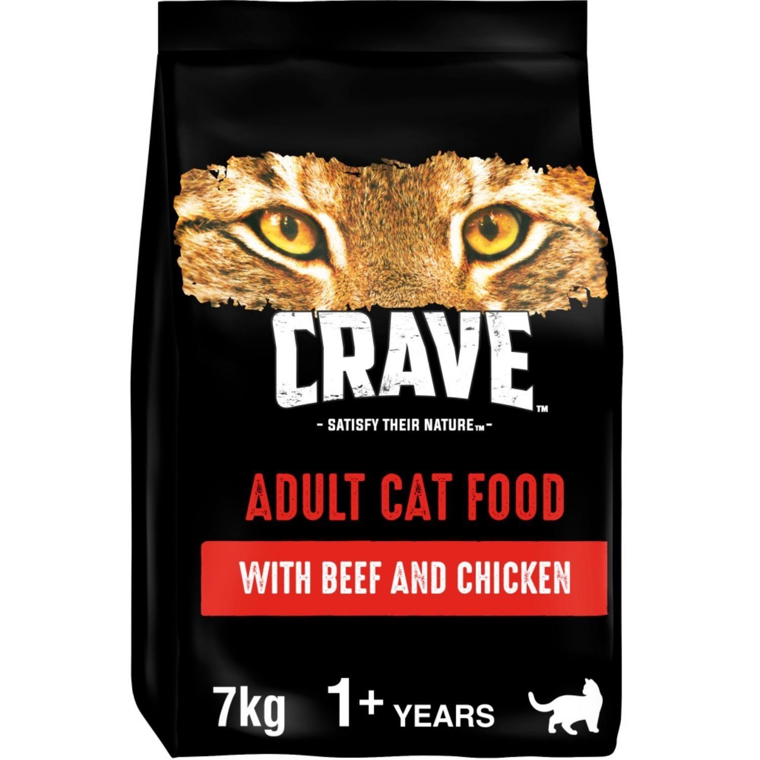14kg Crave Natural Grain Free Adult Complete Dry Cat Food Chicken & Beef Biscuit