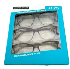 Design Optics by Foster Grant Kiersey Plastic Square Reading Glasses 3 Pk +1.75