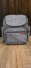 Skip Hop Diaper Backpack Gray and White Pattern with Changing Pad