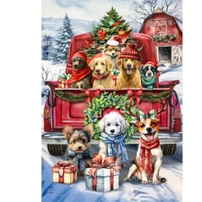 "Holiday Cheer Dogs" Decorative Winter Garden Flag 18"x12.5