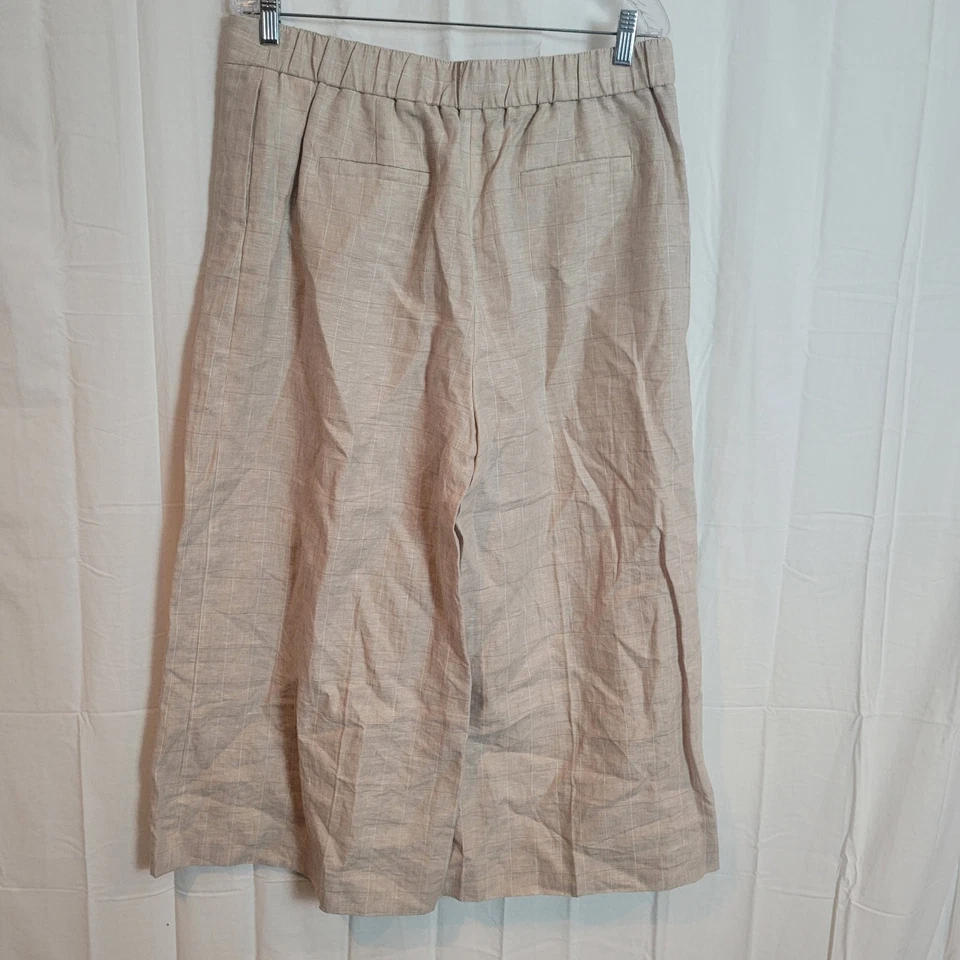 Pantalones cortos Brooks Brothers de pierna ancha de lino para mujer talla grande beige a cuadros preppy Foto 2 de 4