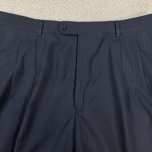Jos A Bank Mens 40L x 34W Black Pinstripe 100% Wool 2-Piece Cuffed Pants Suit - Picture 15 of 23