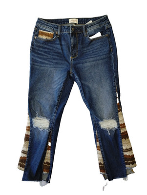 Driftwood  Indie  Patchwork Skinny Jeans W29 L26 (L24) Distressed Knees Raw Hem