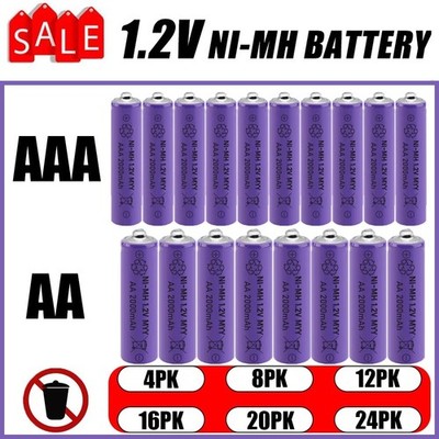 AA AAA Rechargeable Batteries Battery 2000mAh 1.2V Power Charger Lot US NEW