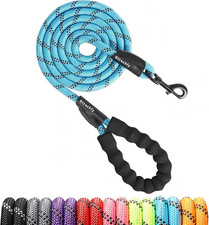 Rope Dog Leash 2/4/5/6/8/10 FT with Comfortable Padded Handle and Highly Reflect
