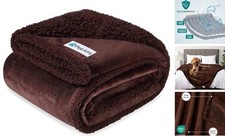 Waterproof Dog Blanket for Medium X-Large 80 x 60 Inches Brown/Brown Sherpa