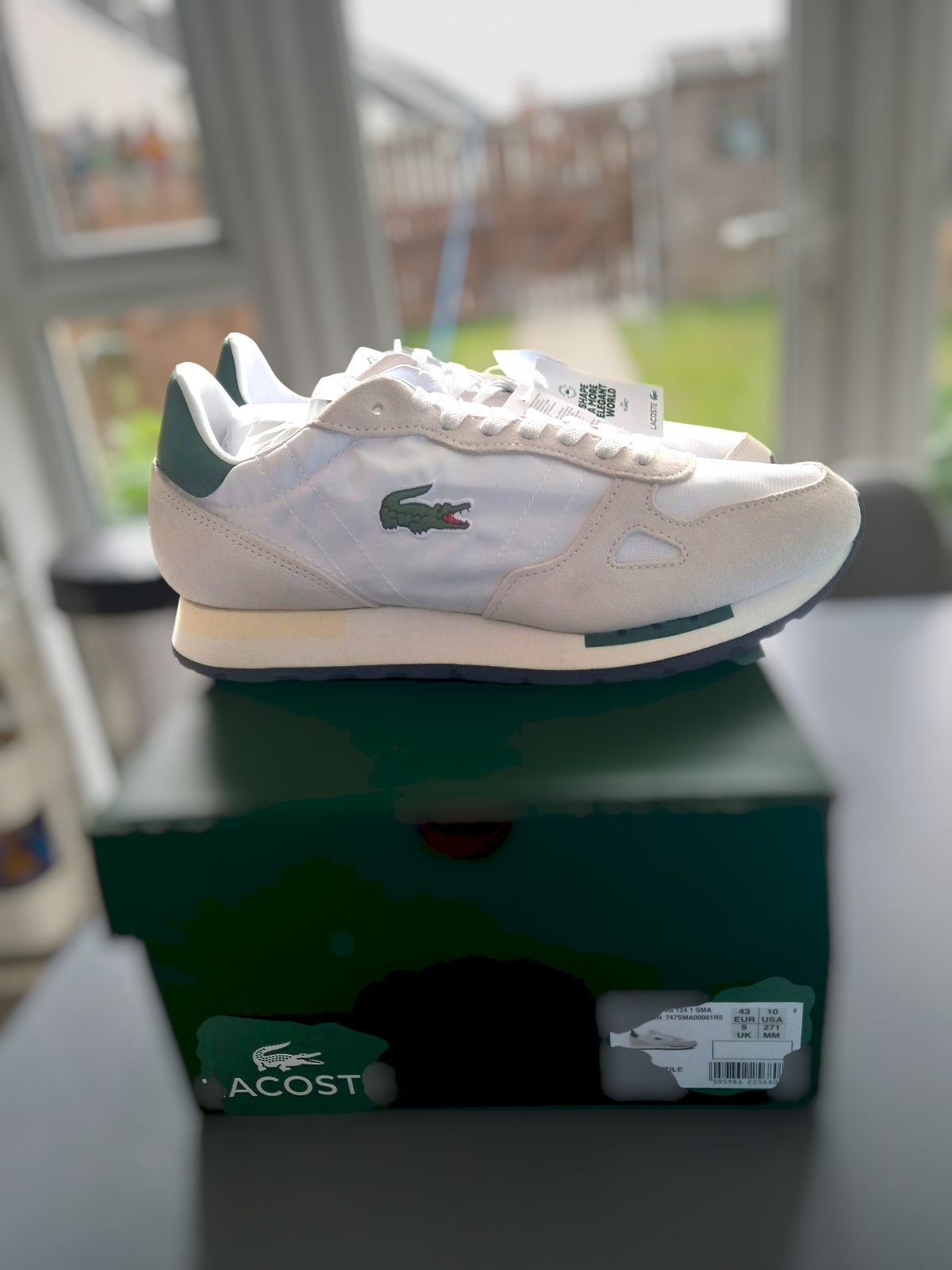 Lacoste Mens Partner 70s Trainers White/​Dark Green UK:9