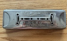 M. HOHNER Echo Harmonica Key of A Double Sided Metal Chrome w/Case See all pics