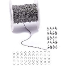 33FT 1.5mm Silver Stainless Steel Flat Cable Chains for Jewelry DIY Making