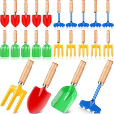 8" Kids Gardening Tools, Metal Beach Sandbox Digging Toys with Wooden Handle, In