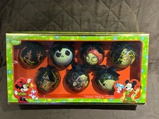 Disney Store Deck the Halls NIGHTMARE BEFORE CHRISTMAS 7 Ball Ornaments Set NEW