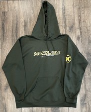Vintage 90s Y2K Hurley The Movement Is On Surfing XL Green Hoodie