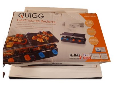 Quigg 576 Raclette Elektro Grill Steinplatte 8 Pfännchen Schwarz