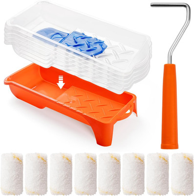 2 Inch Mini Paint Roller Kit, 15 Pack | High Density Microfiber Sleeves, Paint T