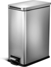 8 Gallon Slim Kitchen Trash Can with Soft Close Lid, Step Pedal, Bag Tuck Band