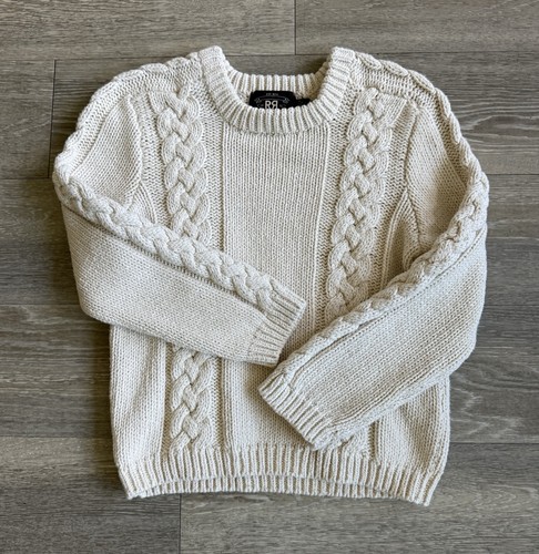 RRL, RRL Ralph Lauren Double RL Womens Cable Knit Sweater Cream Cotton Crewneck XS