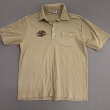 Vintage Harley Davidson HOG Polo Shirt Mens Large Tan ScreenMates Made in USA