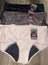 Maidenform Womens Period Hipster Leak Protection Underwear Panties 3-Pair (B), L