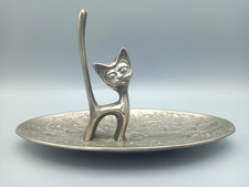 Vintage 1960s Seba Cat silver plate oval ring holder dish 10 x 16.5cms