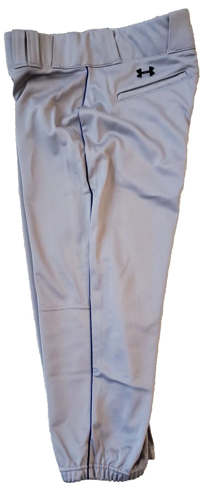 Under Armour Women's Large Softball 3/4 Pants Gray Royal Piped UA Knickers New