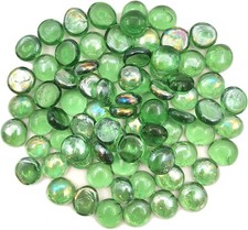 Flat Glass Marbles 1 Pound Vase Filler Fire Pit Pebbles Small, green