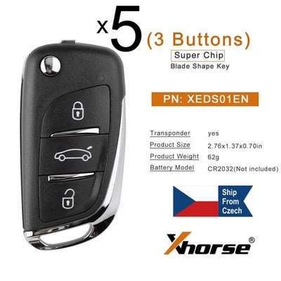 5× XHORSE VVDI for DS Style Universal Super Remote Flip Key 3 Buttons XEDS01EN