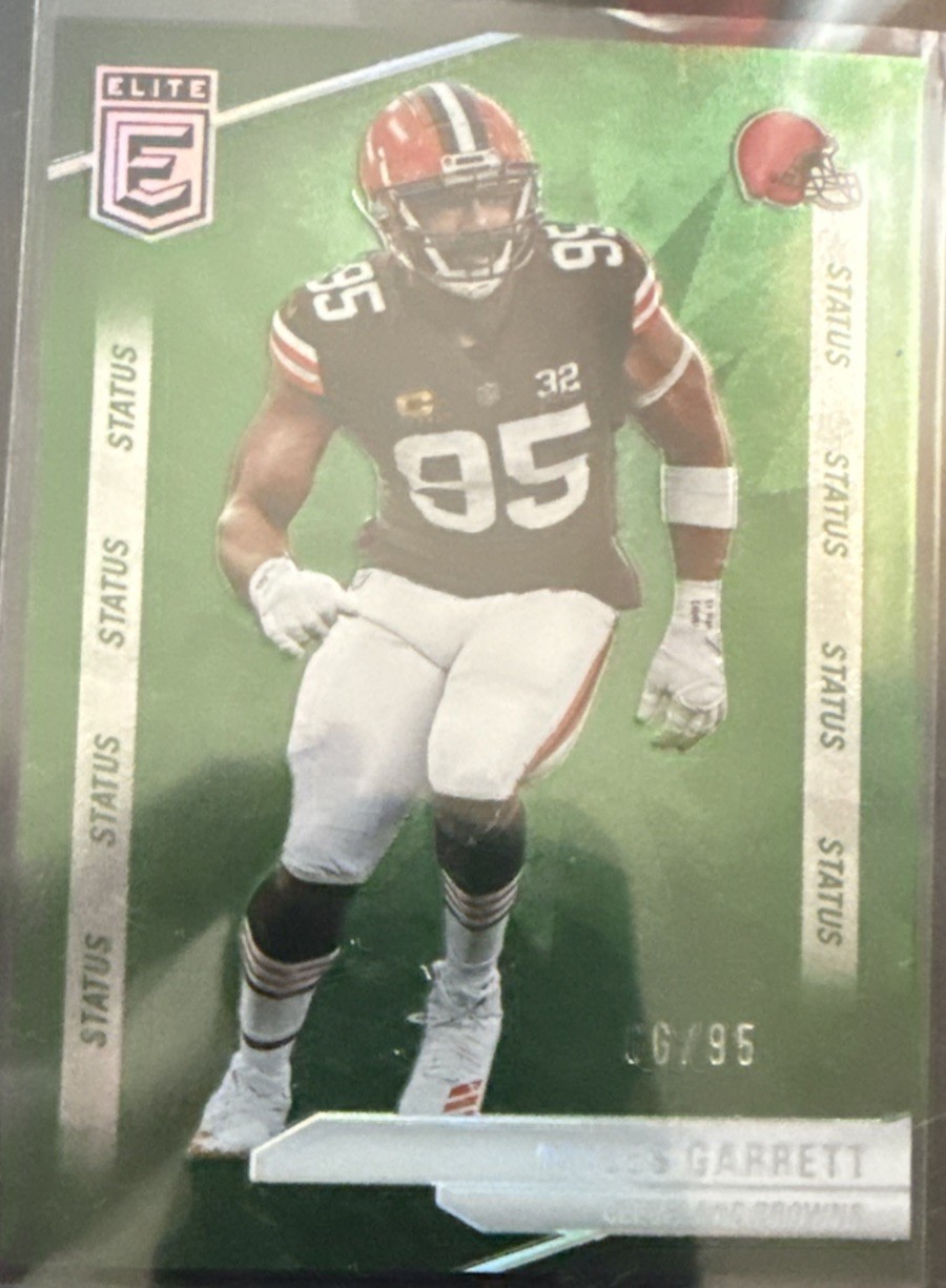 Myles Garrett #82 Football Cards 2024 Panini Donruss Elite trading card — raw and PSA graded price guide