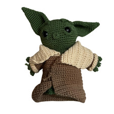Crocheted Amigurumi Doll of Grogu Baby Yoda Doll Mandalorian Star Wars