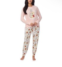 Disney Winnie The Pooh Women's Pajama Size L Long Sleeve Set Soft Peach Pink