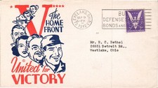 WWII "THE HOME FRONT UNITED FOR VICTORY" SEP 9 1942 COLUMBUS OH CACHET