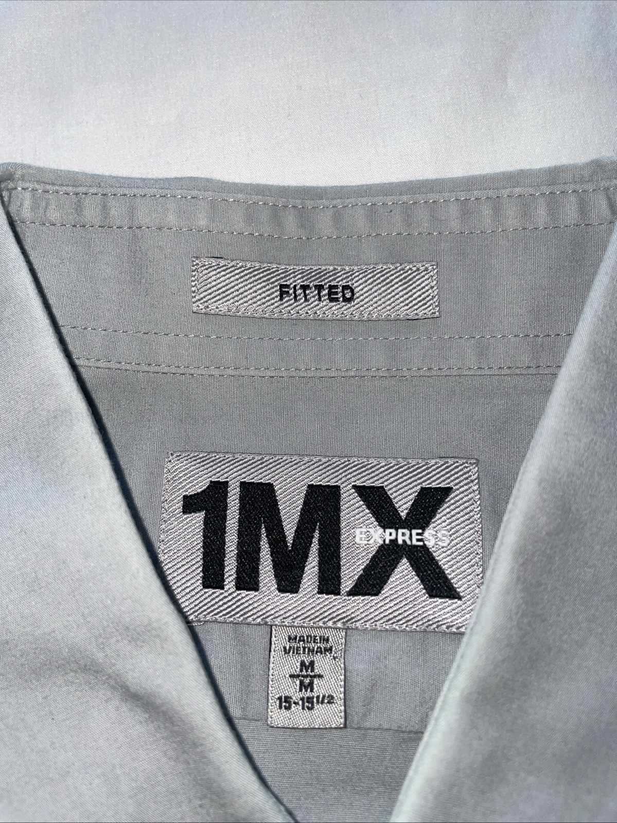 Express 1MX Blue Gray Button Down Fitted Long Sle… - image 4