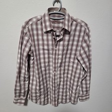 Bugatti Long Sleeve Button Down Shirt Mens Sz M Brown Blue Tan Casual Dress