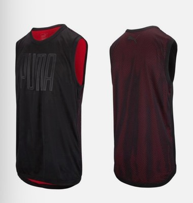 PUMA Active Training Reflective Shirt Men Sleeveless Tank Black Risk Red Mesh S
