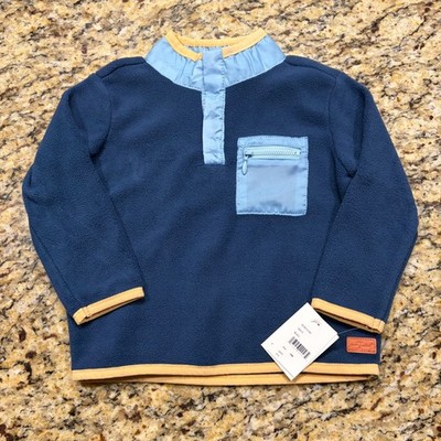 NEW 7 For All Mankind Boy Blue Fleece Pullover Mock Neck Snap Sweater 18M ws