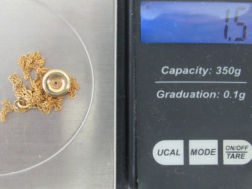 14k Yellow Gold 17" Necklace w/Pendant 1.5 Grams Not scrap - Picture 7 of 8