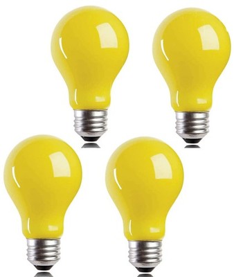4 Packs 3W A19 LED Bug Light Bulbs Yellow LED Bulbs E26 Outdoor Bug Light Bulb 2