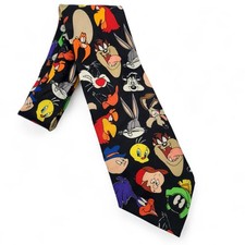 Vtg 1990s NWT Looney Tunes Neck Tie Marvin Martian Bugs Bunny Taz Pepe Daffy Etc